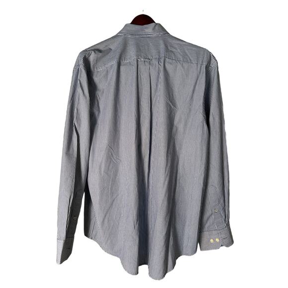 IZOD Long Sleeve Button Down Dress Shirt Mens Large with Blue Stripes - Picture 5 of 6